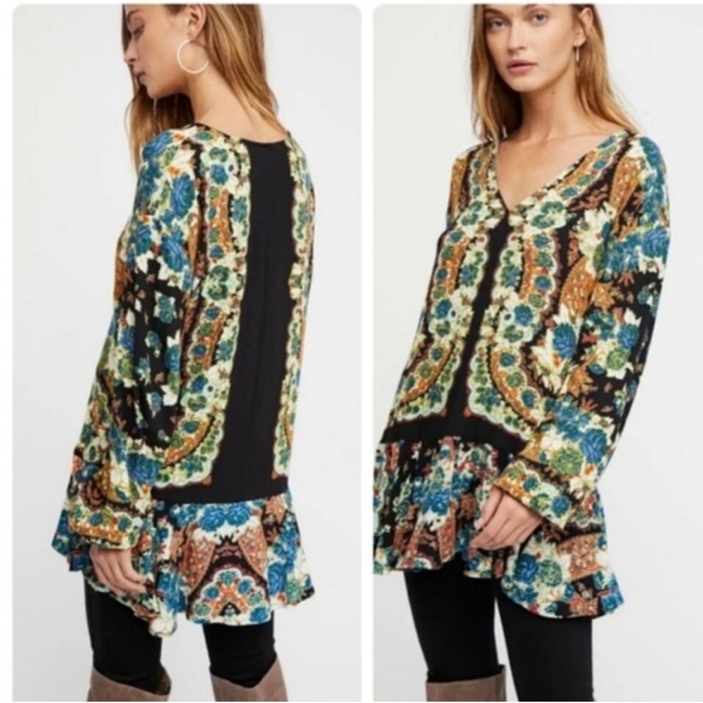 Free People Women's Floral Multicolor Women's Tunic Top